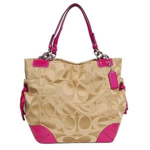 Last drop!!! Coach Peyton Gold/Pink Satin Tote